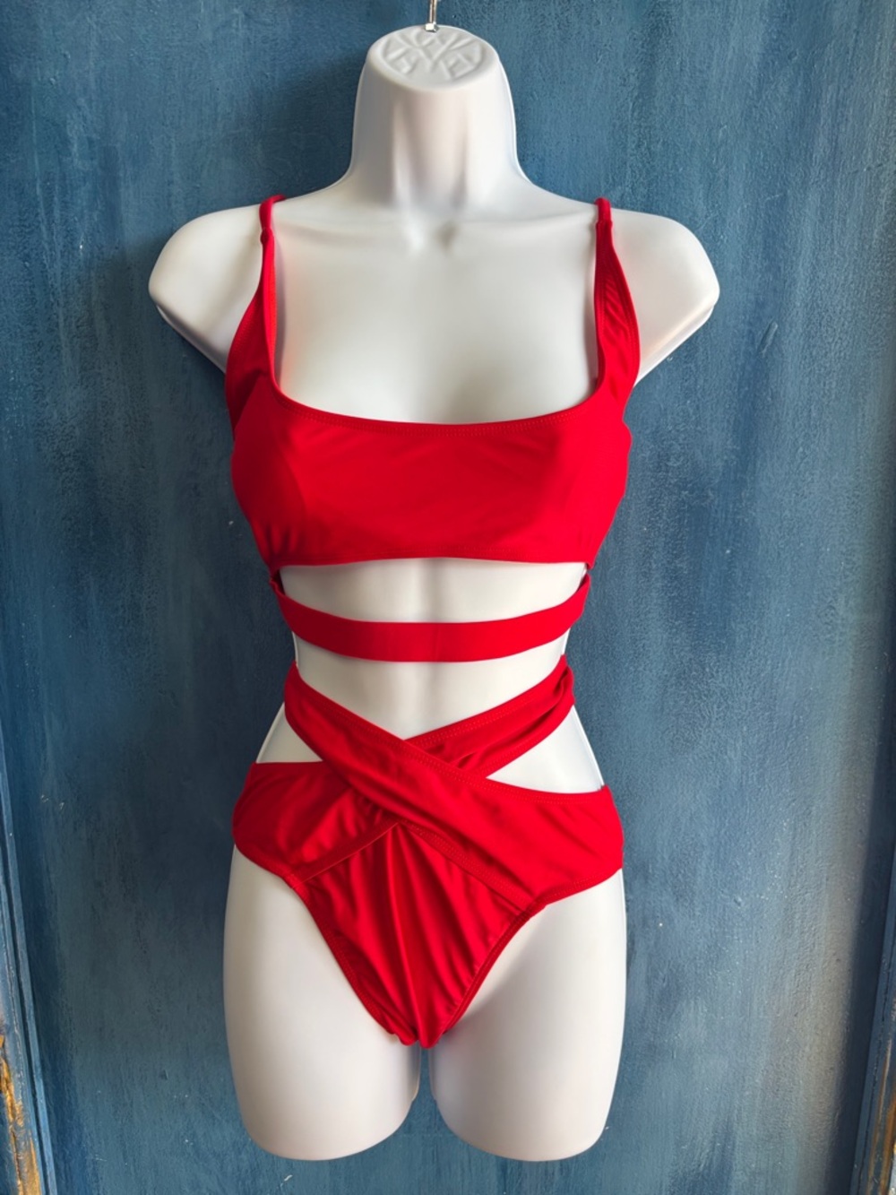 Red Strappy One-Piece Swim Suit - Women Swim